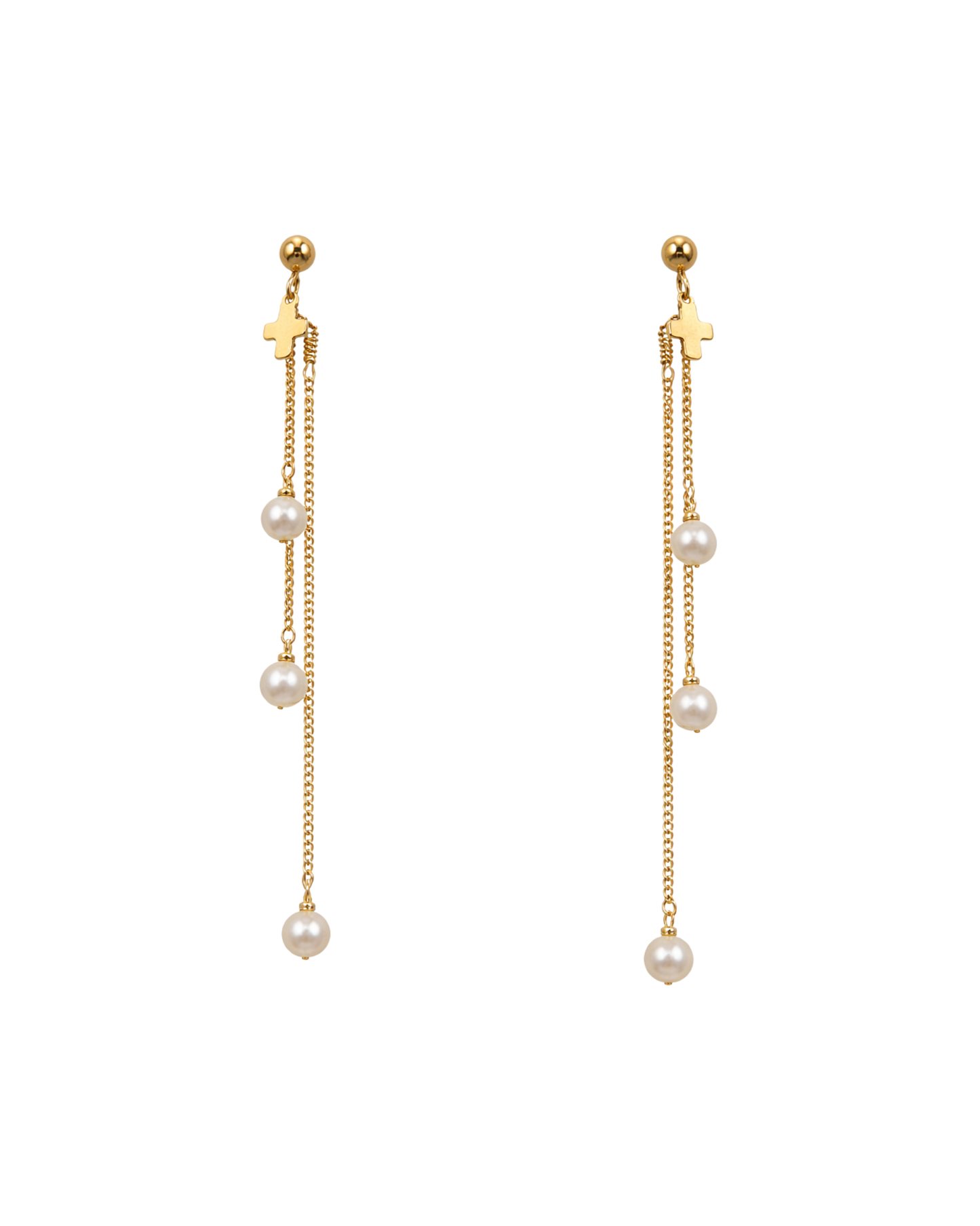 Petite Cross & Pearl earrings