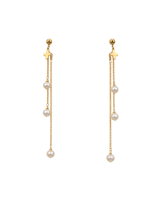 Petite Cross & Pearl earrings
