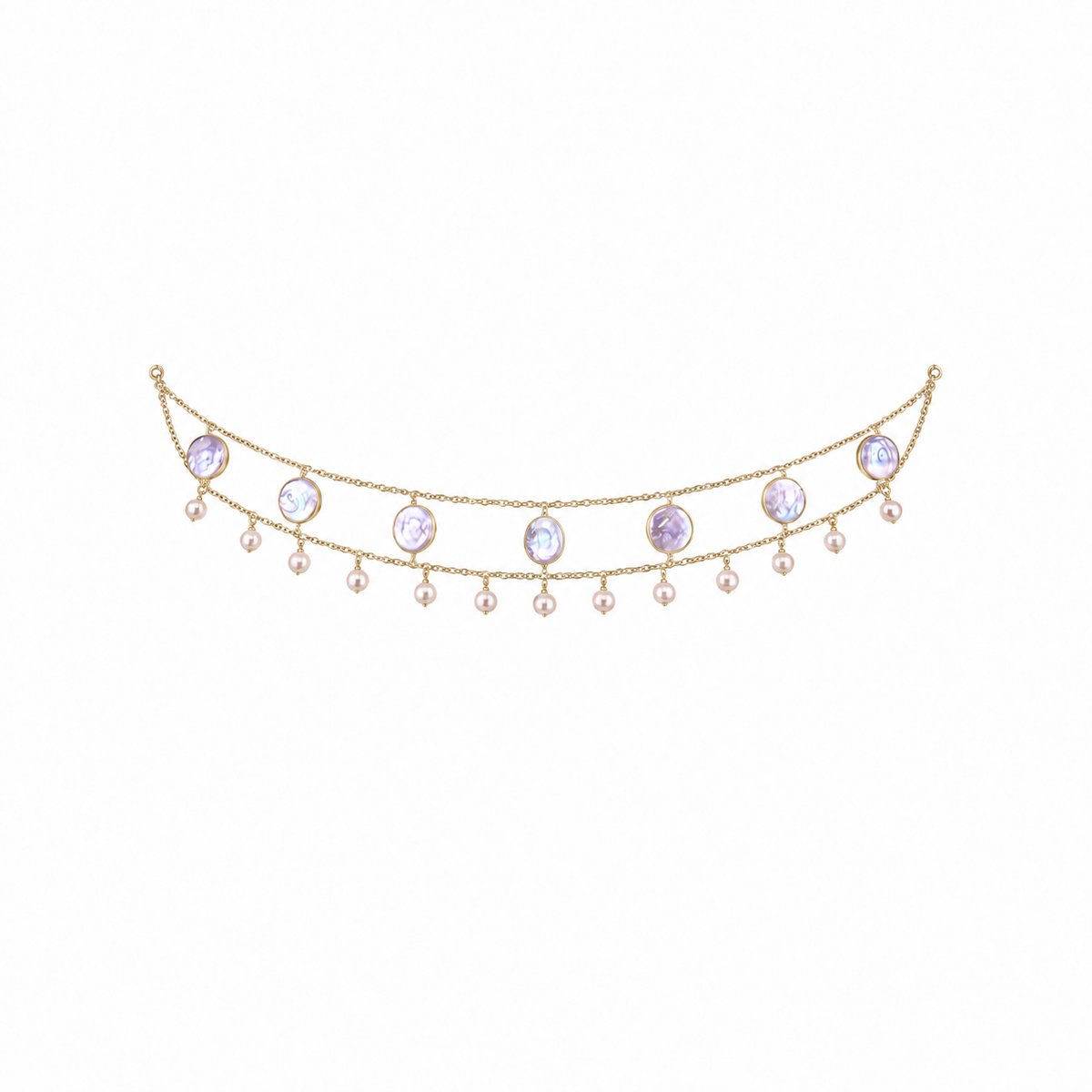 Lavender Pearl Gold Choker