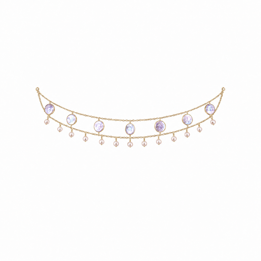 Lavender Pearl Gold Choker