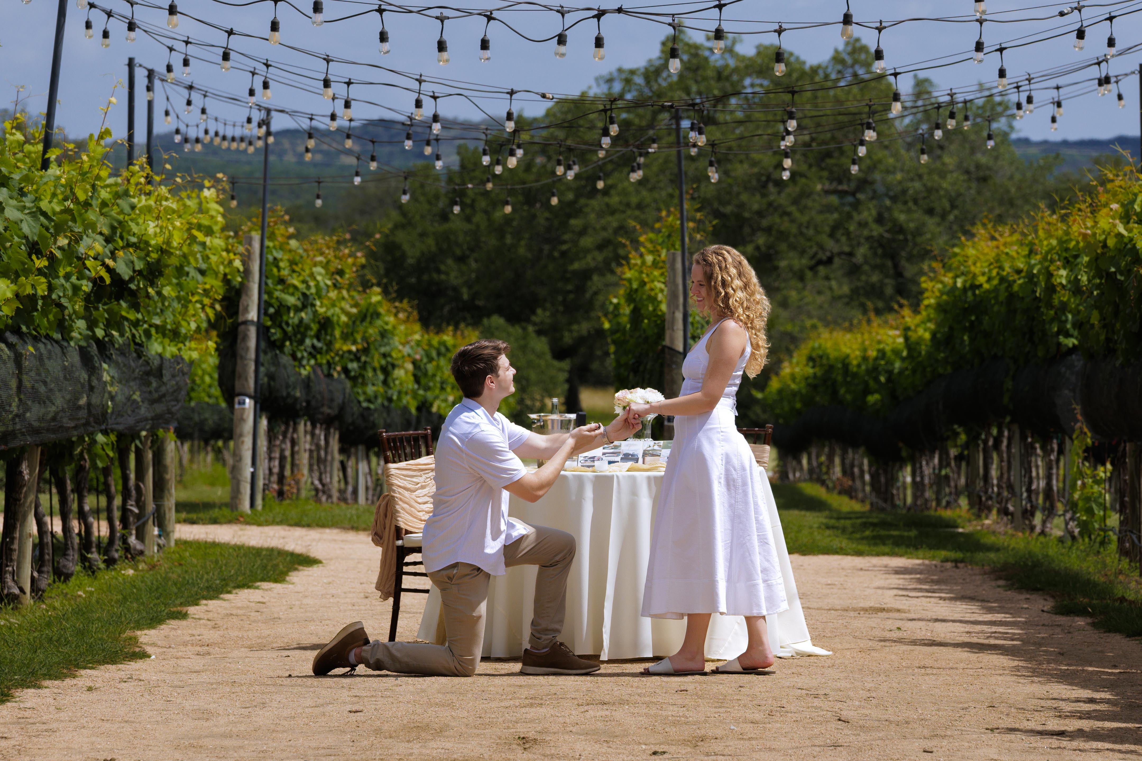 Sydney and JD during their vineyard proposal