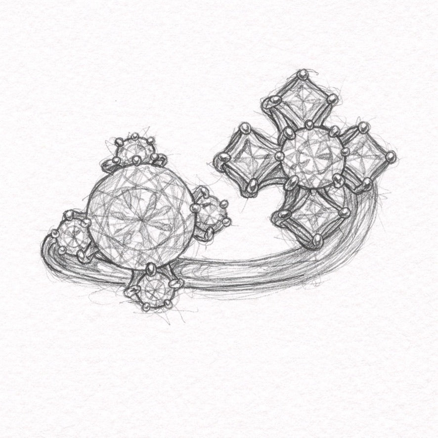 Original custom engagement ring design sketch